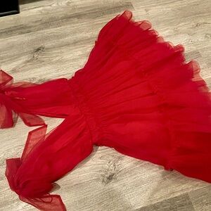 Cute layered red mini dress! Size M/L - NEVER WORN before!